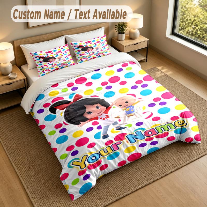 Custom Name Text Bedding 3Pcs Set,Cleo & Cuquín 1 Duvet Cover 2 Pillowcases Soft Bed Linen For Gift