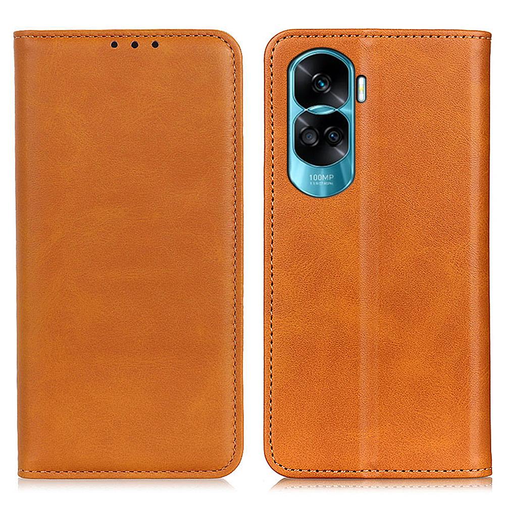 

Split Leather Case for Honor 90 Lite 5G/X50i 5G Anti-drop Stand Wallet Magnetic Flip Phone Cover Brown