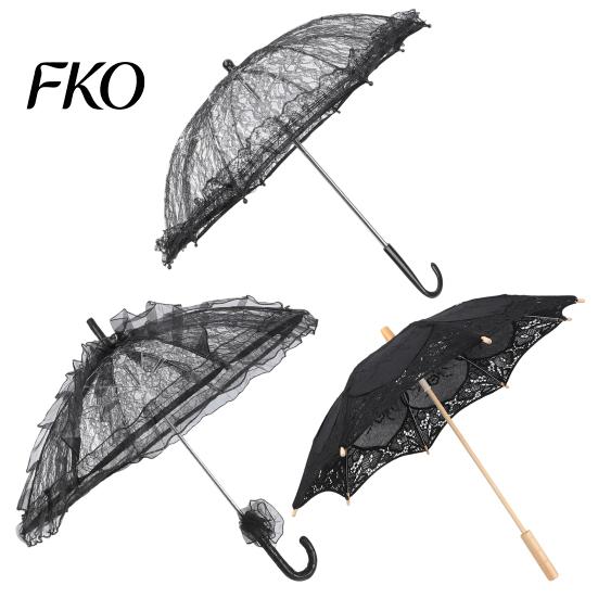 Mesh Splicing Lace Umbrella Vintage Gothic Umbrella, Black Bridal Parasol for Halloween Rainproof Witch Cosplay, Wedding Decoration, Stage Performance