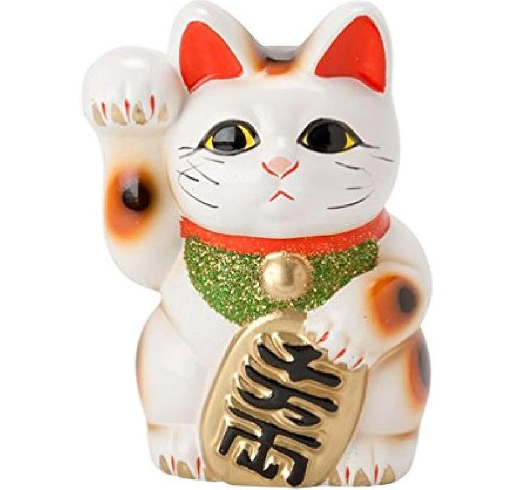 Bílá oválná kočka 5 Pravá ruka přináší peníze Lucky Cat Tokoname Ware No.
