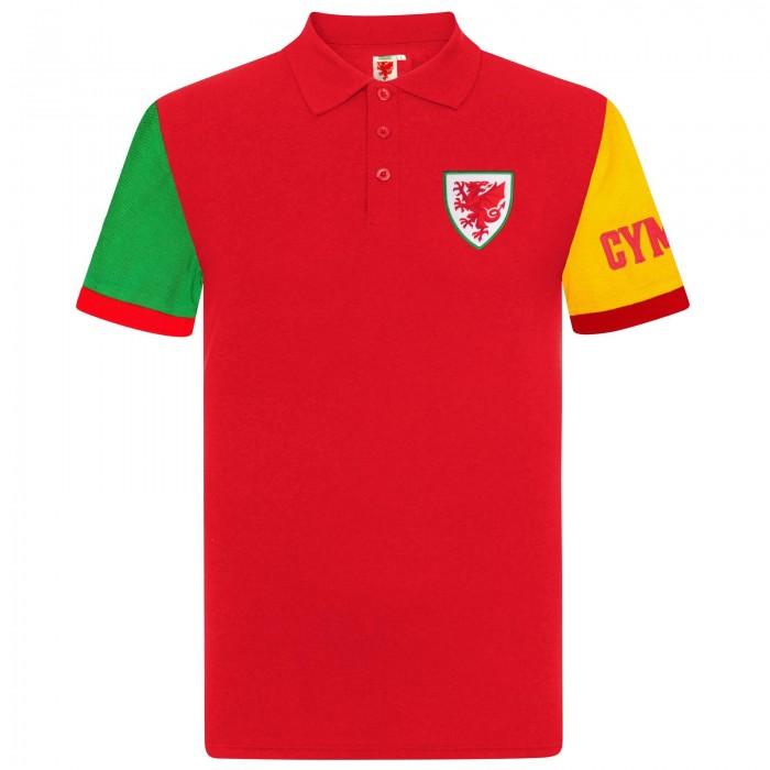 Wales Cymru Mens Contrast Sleeves Polo Shirt