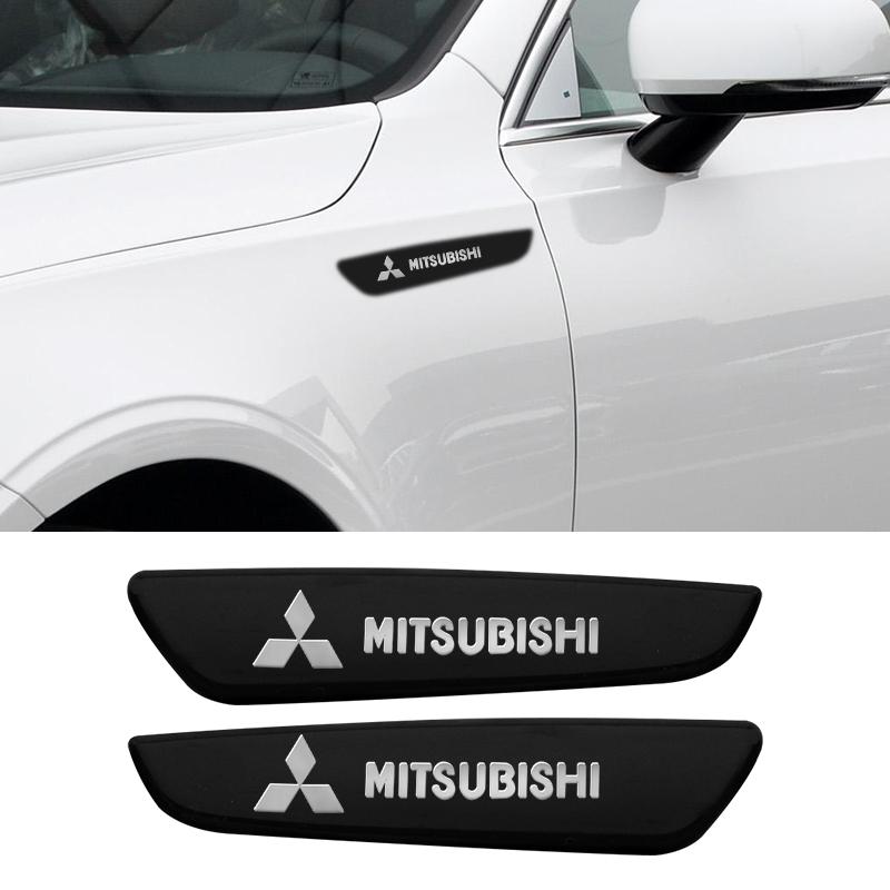 2 stuks 3D Auto Carrosserie Spatbord Zijembleem Achterklep Badge Stickers Voor Mitsubishi Outlander Lancer 9 10 Pajero L200 EX ASX Creatief