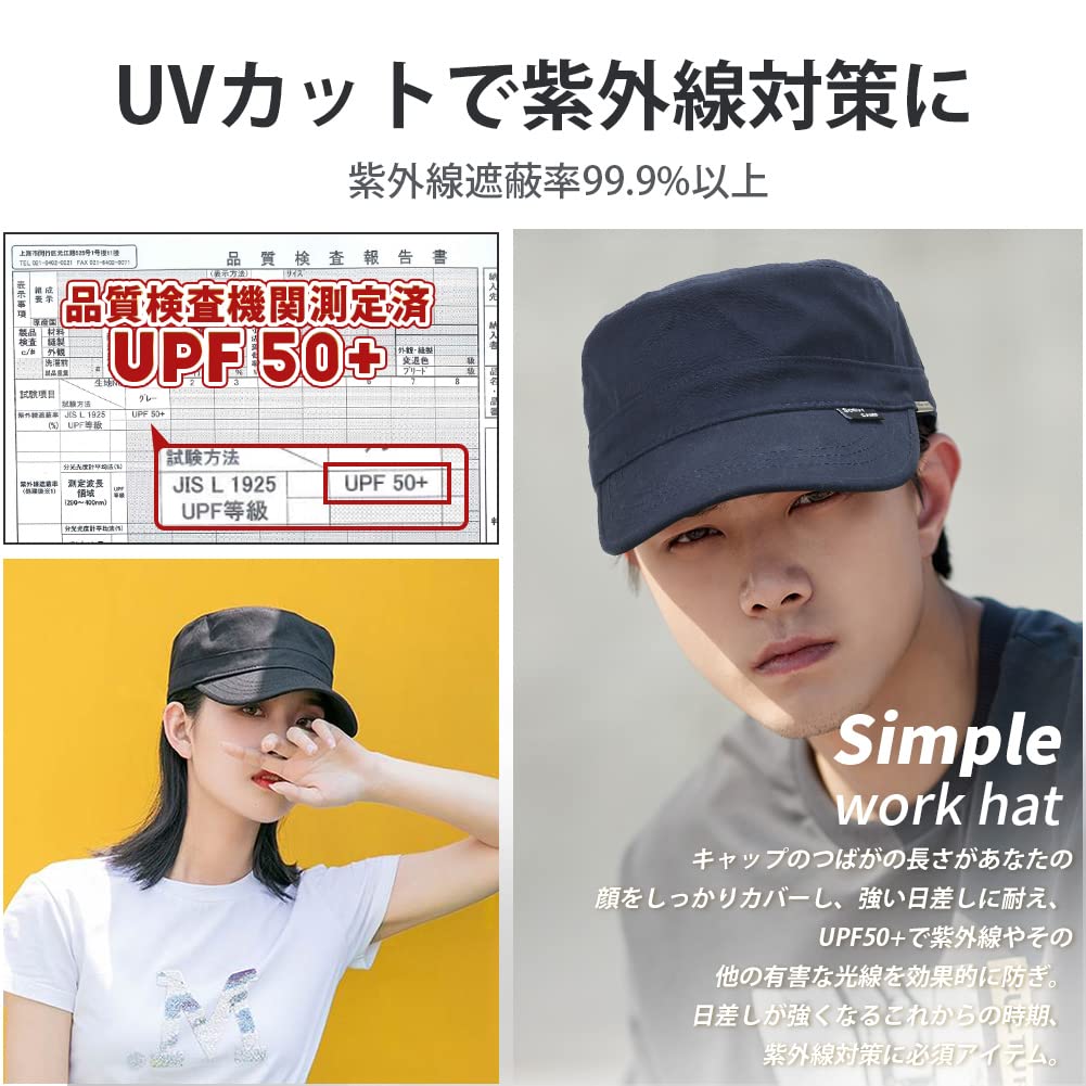 Large Work Large Size Comfortable to UV Protection Sun Extra Adjustable Unisex [Andeor] [Extra 60-65cm] Cap, Cap, Hat, Men's, [100% Cotton, Wear,