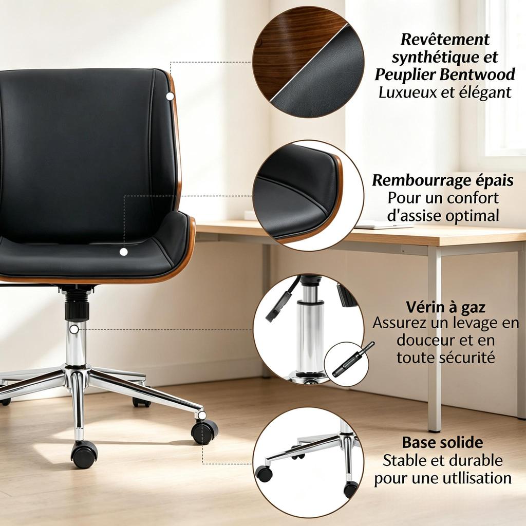 Ergonomic Office Chair with Height Adjustment and Swivel Function,Desk Chair with Comfortable Seat,Compact Office Chair(only with Office Chair)