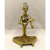 Handcrafted Dokra Art Brass Lady Musician with Violin Figurine (4 Inch) | Traditional Dhokra
