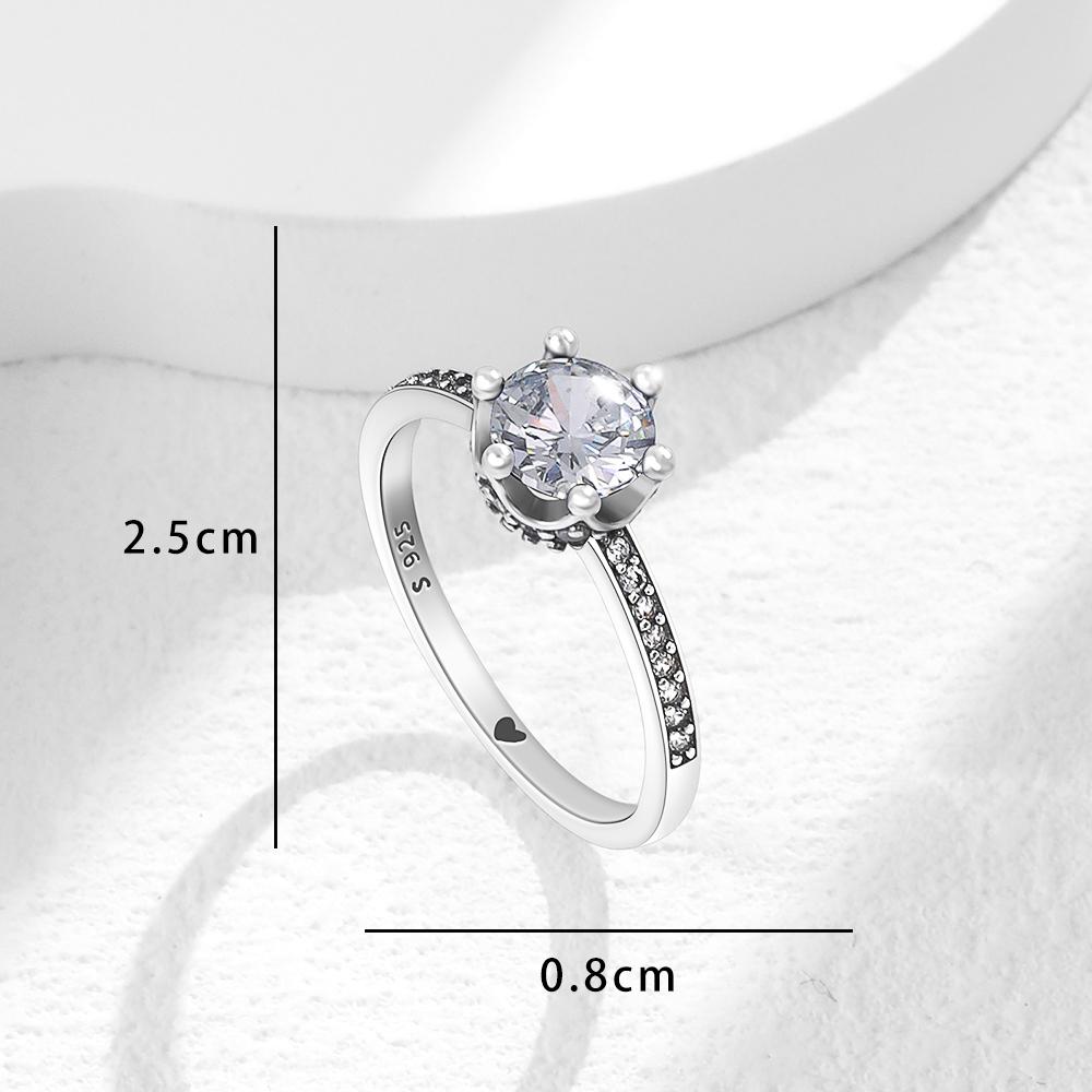 New 925 Silver Shiny Classic Square Crown Heart-shaped Ring Exquisite Luxury Charm Jewelry Holiday Surprise Gifts