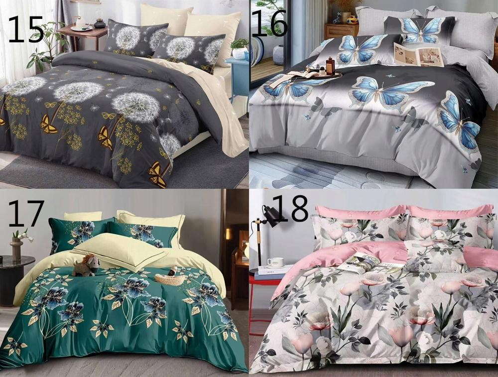 Warm flannel bedding 200x220 + Polish pillowcases 3 pieces, flowers