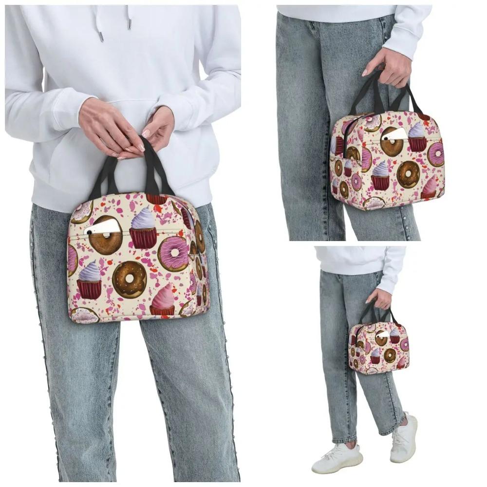 Playful Donut And Cupcake Insulated Lunch Bag for Women Office Cooler Thermal Food Box Tote Leakproof Lunch Boxes Container