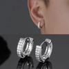 Hip Hop Fashion Double-row Full-Zircon Hoop Earrings for Men Women Classic Personality Daily Wear Gifts Stainless Steel Jewelry