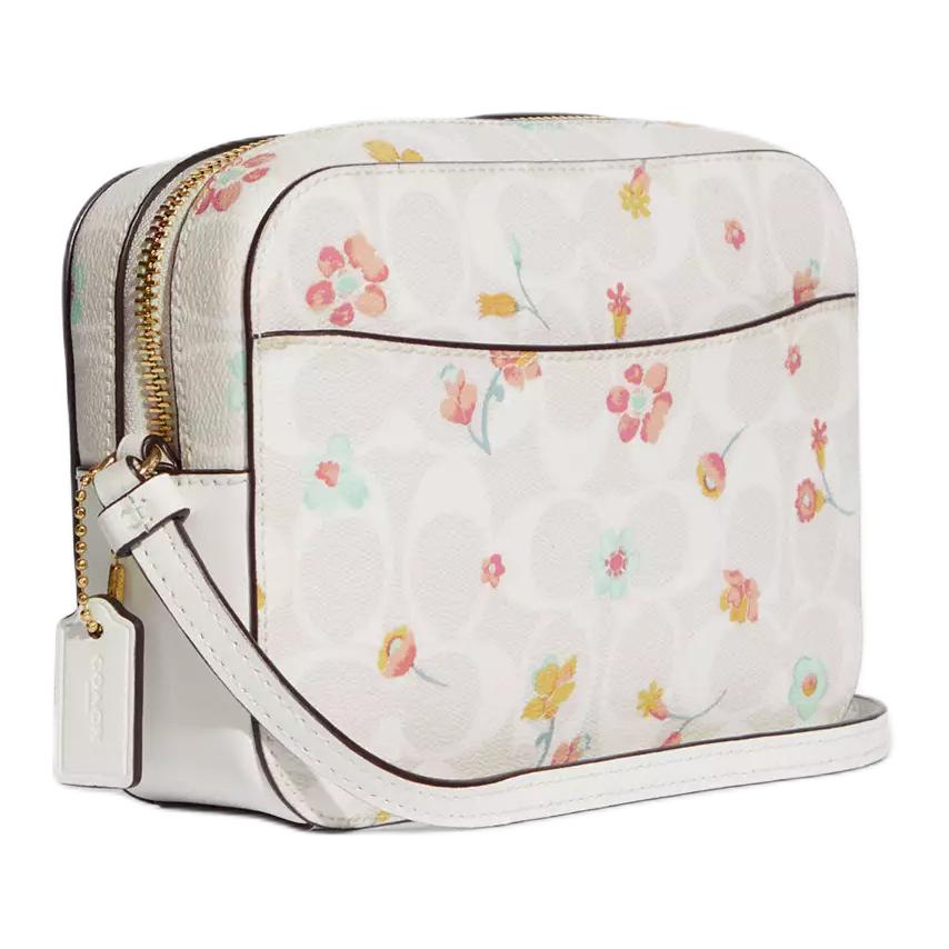Coach Camera 20 Floral Leather Crossbody Bag Small Women bags White C8700-IMCAH