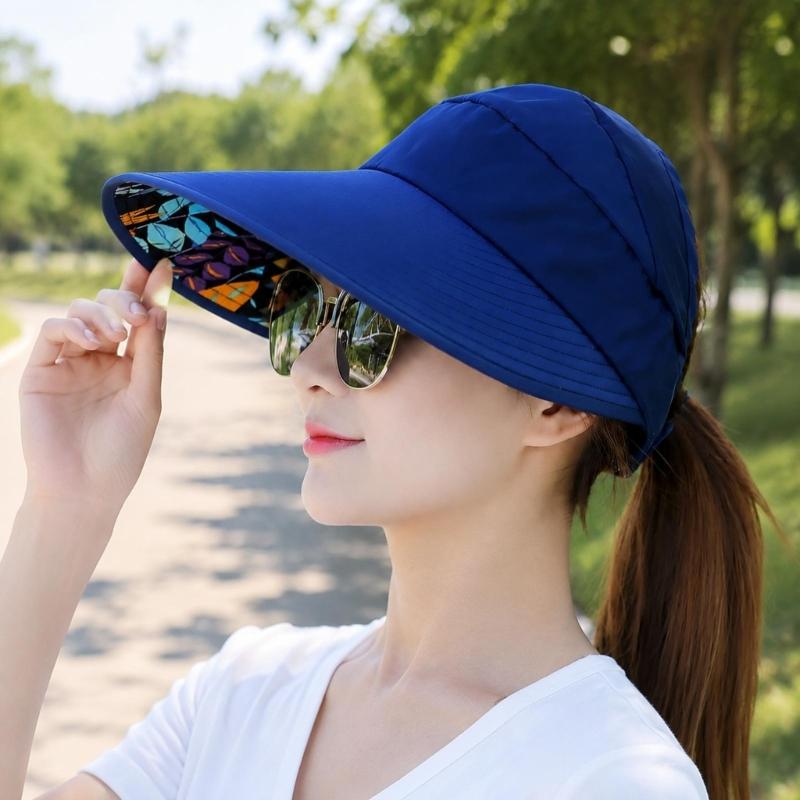 Breathable Open Top Sun Hat with Wraparound Sun Shade and Chin Cord for Hiking Fishing Travel and Summer Walks