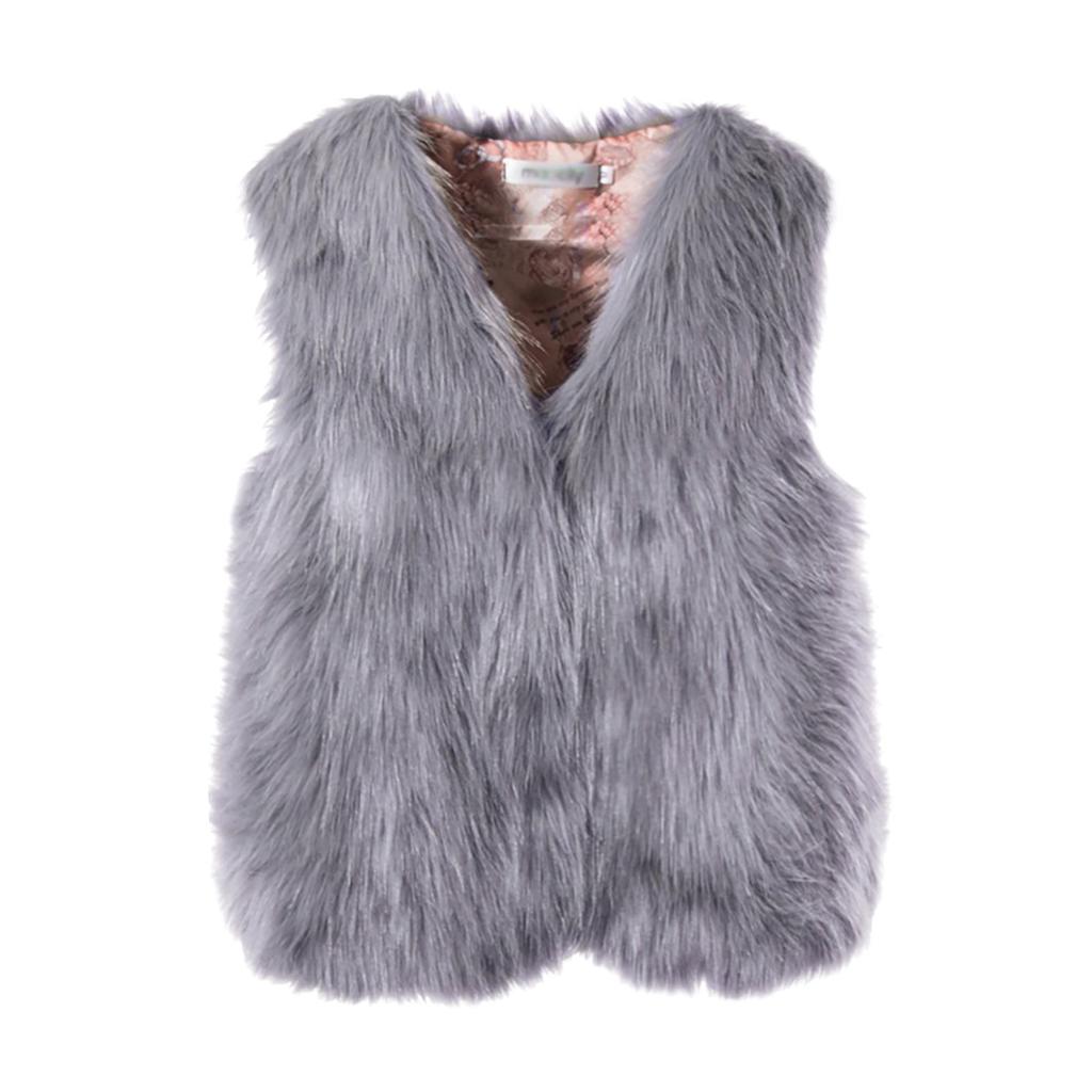 Womens Sleeveless Faux Waistcoat Solid Color Winter Loose Vest Coat