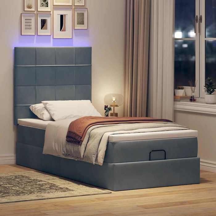 VidaXL Ottoman Bed Frame with Mattress Dark Grey 90x190 Cm Velvet, Bed Frame, Upholstered Bed Frame, Bed Frame 3314289