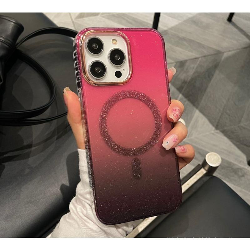 Glitter Powder Suitable for Apple 16 Gradient Magnetic Charging Mobile Phone Case Creative IPhone 15 Fall 14 ProMax Protection Case