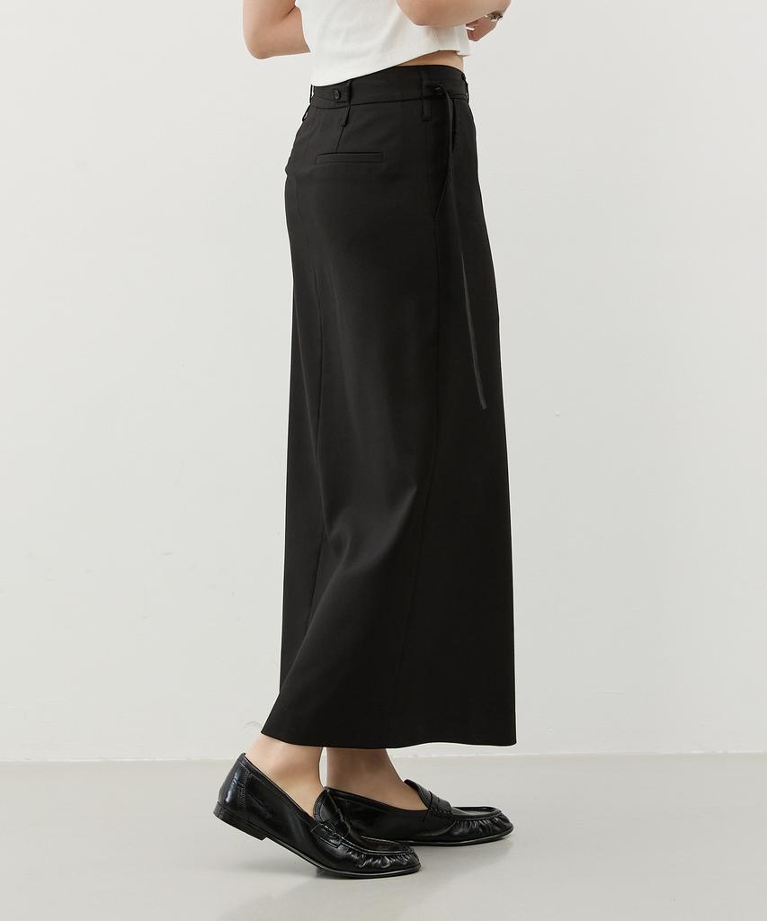 CITYBREEZE Strap Tailored Long Skirt_Black