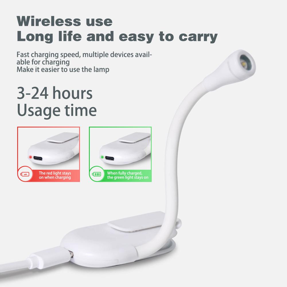Mini Book Light LED Eye Protection Reading Night Light USB Charging Adjustable Clip-On Study Desk Lamp For Home Bedroom Study