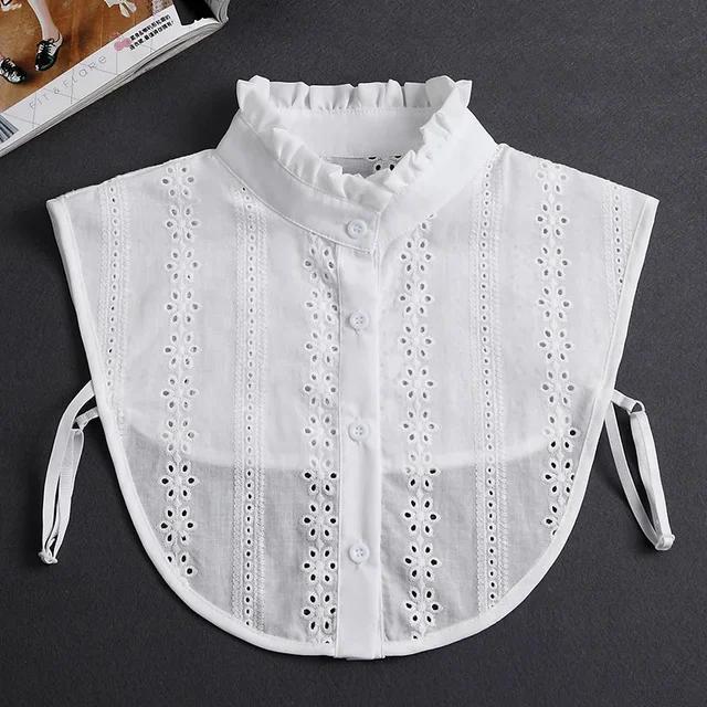 Fashion Front Tie White Fake Collar for Women Stand Detachable Collar Fake Girls Vintage Lace Ladies False Blouse Collar