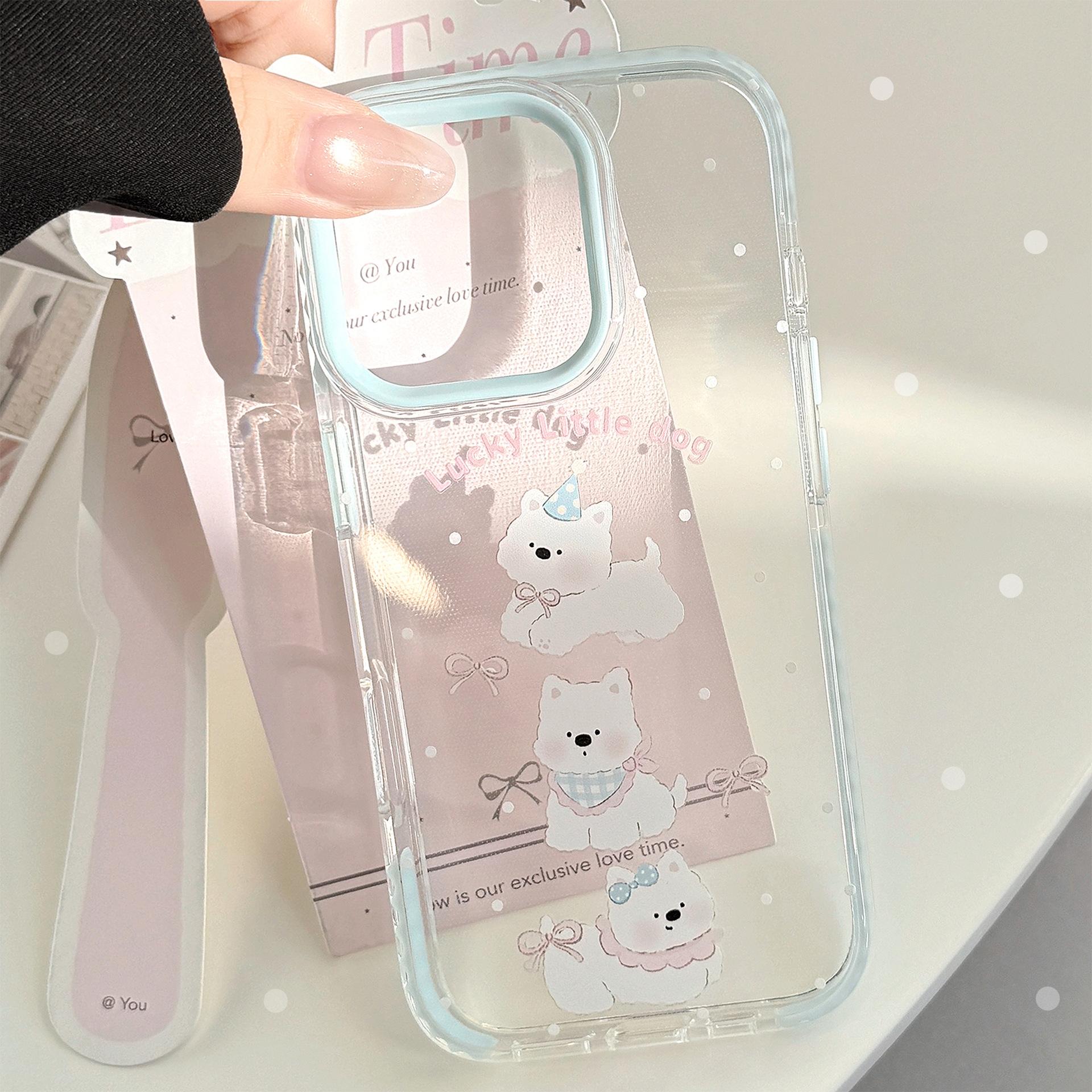 

Sweet Cartoon Puppy IPhone 16promax Apple 15 Mobile Phone Case Suitable for 14 Korean 13 Transparent 11 Silicone 12pro max (6.7)
