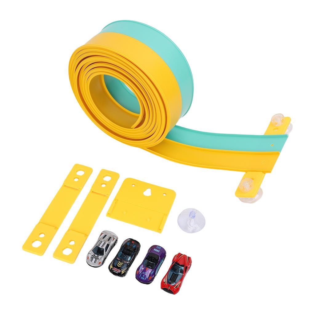 ible Race Car Track Rolls Up Portable   Track Racetrack Toy with 4 Cars for 3 To 10 Years Old Boys