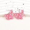 Cross-border New Cute Pink Rabbit Earrings 2D Flat Acrylic Creative Flower Pattern Animal Earrings
