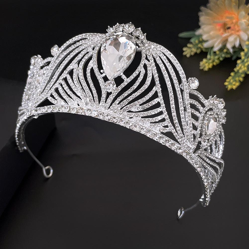 Catwalk Bridal Tiara Silver Large Rhinestone Crystal Bridal Crown Headband Wedding Hair Accessories Wedding Jewelry for Women