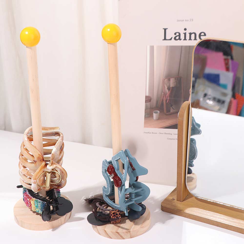 2Pcs Multi-purpose Hair Rope Holder Wooden Hair Scrunchies Hairpin Organizer  Bangle