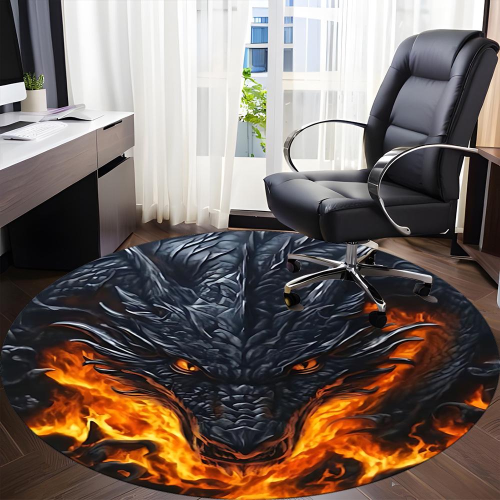 1PC Dragon Head Chair Carpet for Office Non-Slip, Lightweight, Machine Washable Rug for Office, Sleeping, Room - Holiday Decoryy251009126