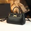 2026 New Handheld Leather Women's Bag Large Capacity Retro Commuter Woven Tote Bag