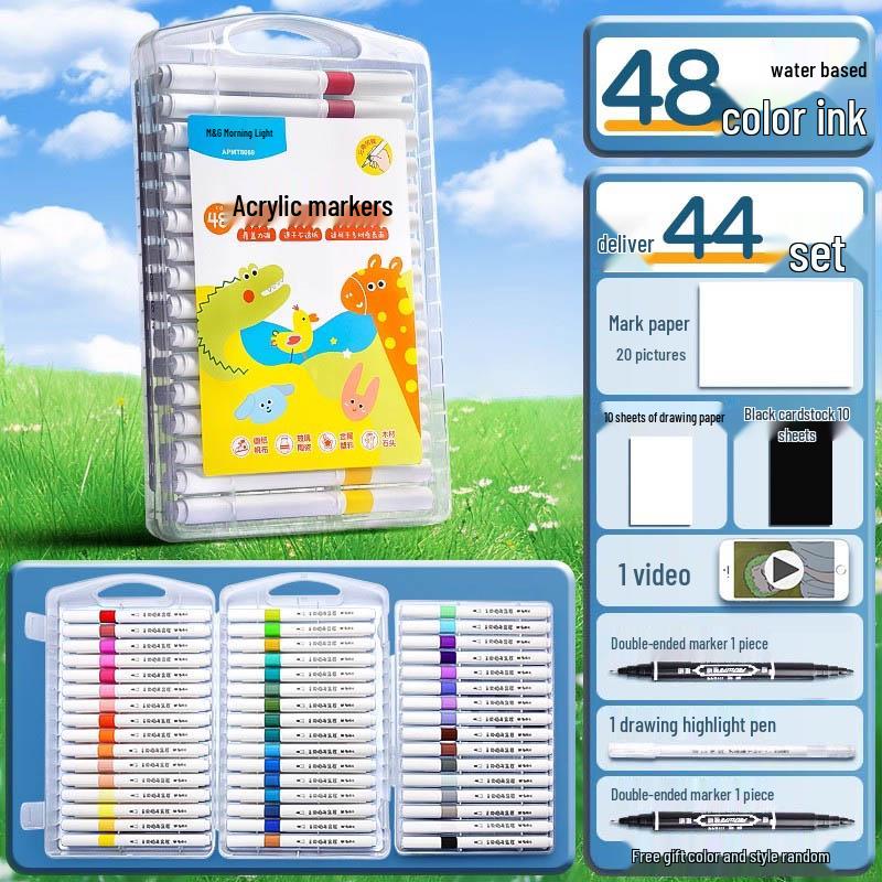 Acrylic Marker Set: Non-Toxic, Layerable, Washable, Non-Bleeding - 24 Colors for Kids