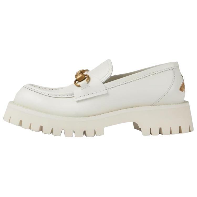 Gucci Horsebit Top Grain Cow Leather Loafers Women's White 761987 DS800 9050