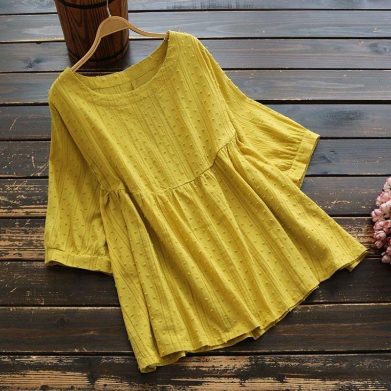BITCED Women's Fashion Casual Solid Color Print Short Sleeve O-Neck Blouses & Shirts
