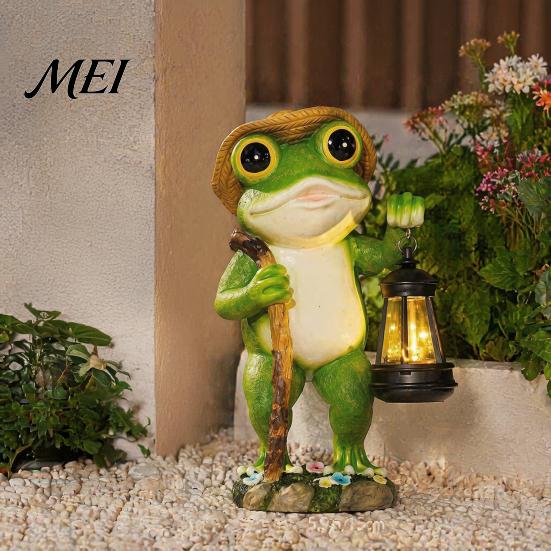 Outdoor-Solarleuchte Schwarze Katzenlaterne, Gartenpfahllampe, Wasserdichte Wichtel-Frosch-betriebene Lichterstatue, für Veranda, Garten, Rasen, Wegdekoration