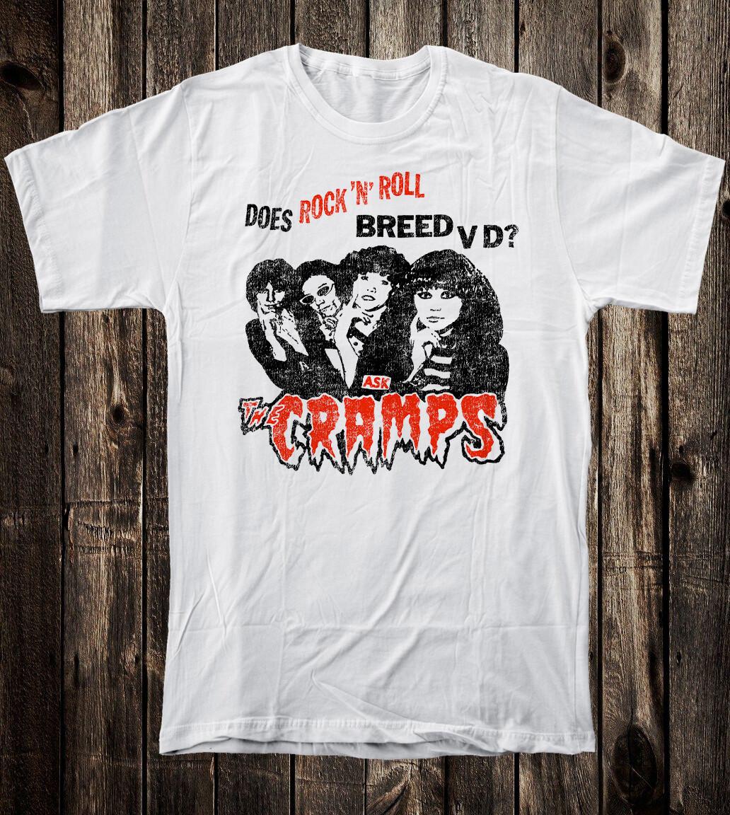 Ретро Футболка 100% Хлопок Стиль Панк 80-х The Cramps Рок-н-ролл VD S