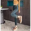 Vintage Slim Zigarettenjeans Damen Hohe Taille Stretch Chinesische Stickerei Gerades Bein Hose Herbst