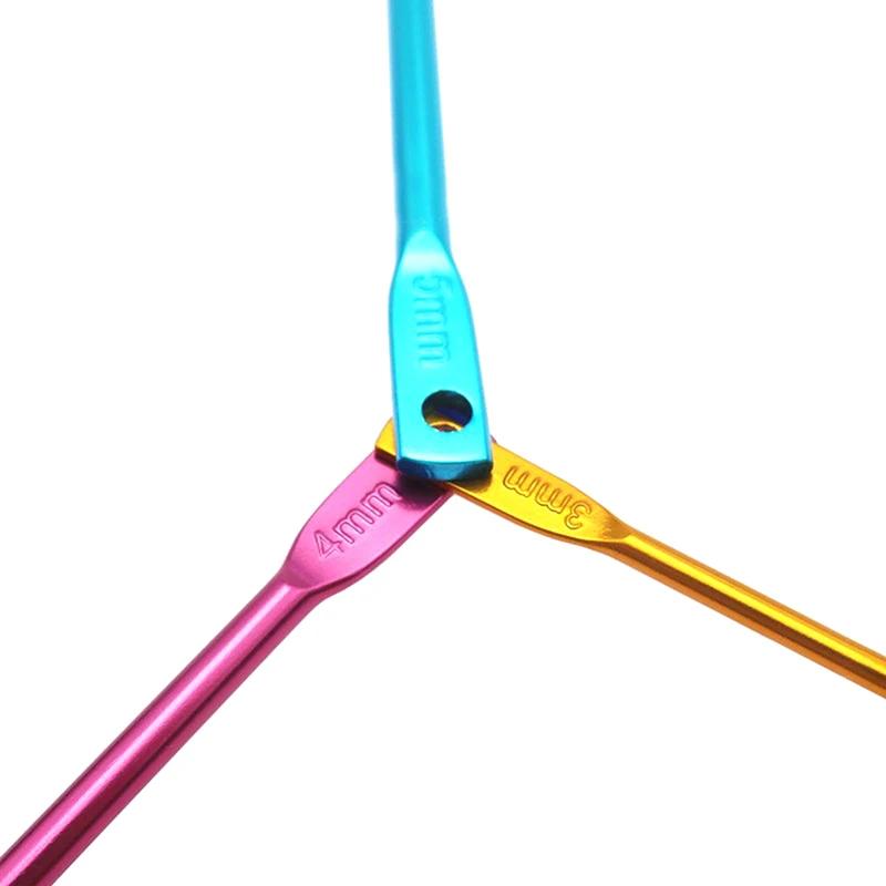 3Pcs/set Multicolour Mini Aluminum Alloy Keychain Crochet Hooks DIY Crafts Tools Colored Knitting Needles