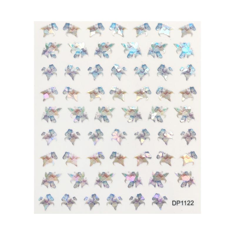 Laser Colorful Butterfly Autumn 3D Nail Art Stickers Adhesive Sliders Nail Transfer Decals Foils Decorations Nail Decals Design