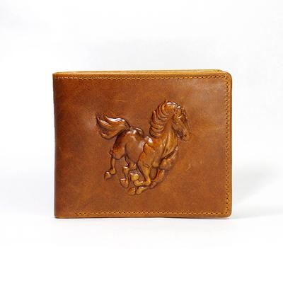 Horse Embossed Genuine Leather Wallet Men Luxury Billfold Vintage Male Wallets