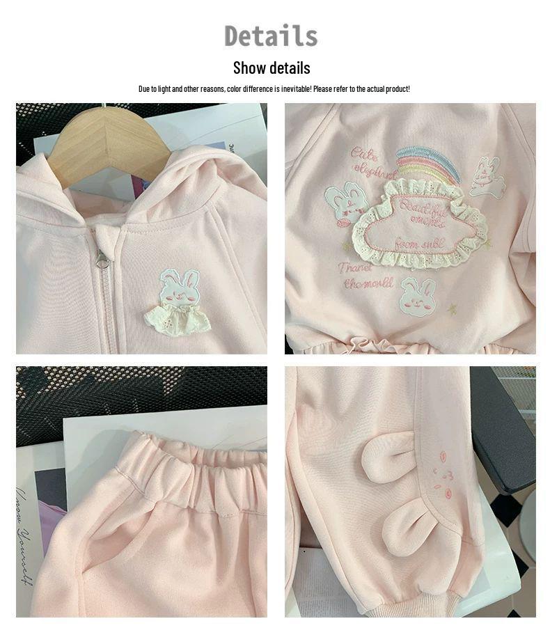 Spring 2025 Girls' Fashion Set: Toddler Sweatshirt, Jacket & Pants for Spring/Autumn