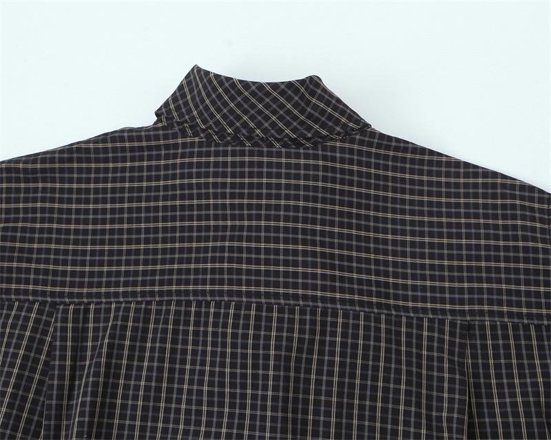 2025 Autumn Plaid Shirt with Cotton Scarf Tie