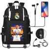Fußball-Print Rucksack für Teenager Lässiges Reise-USB-Laden Schultasche Sportrucksack Große Kapazität