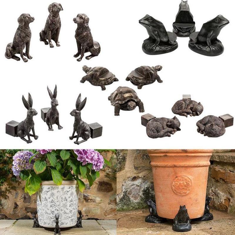 3Pcs Mini Plant Pot Feet Cat Dog Design Flower Pot Risers Holders Stand Holder