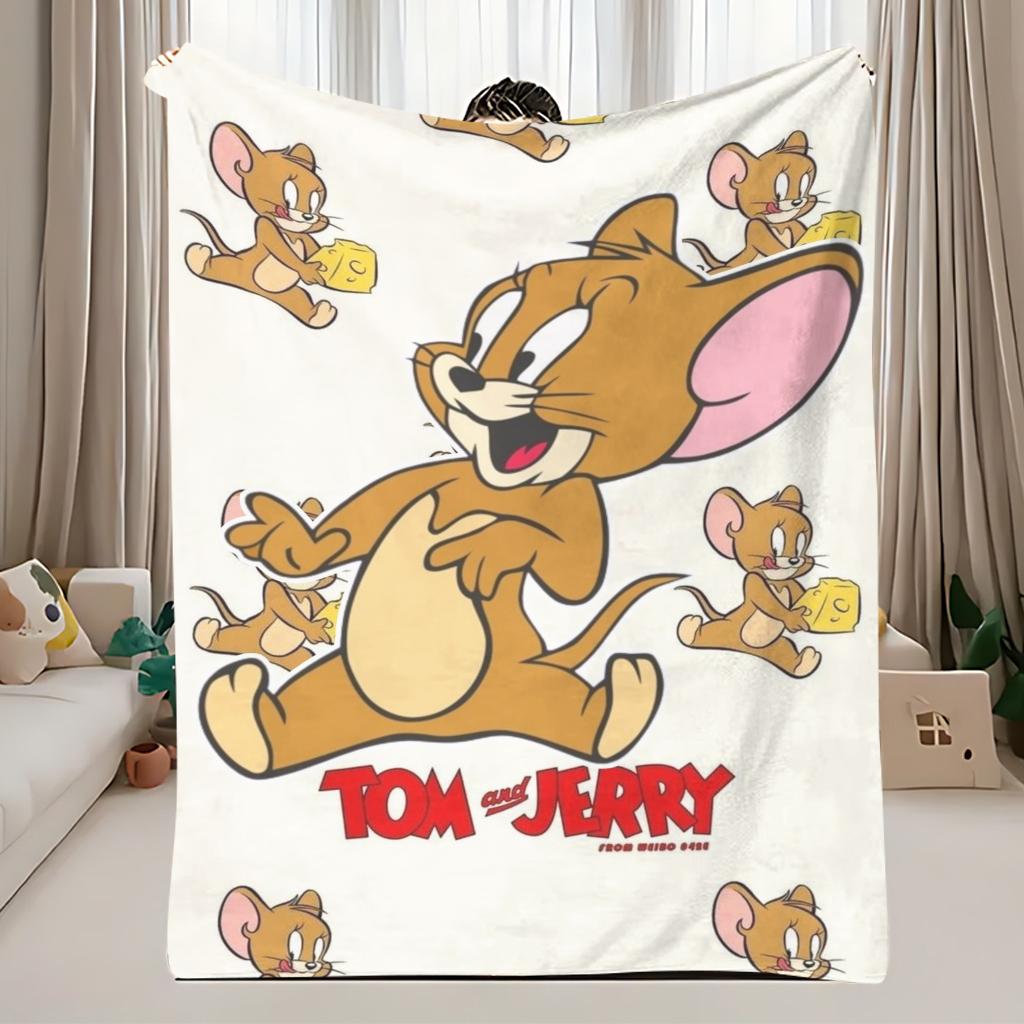 Cute Jerry Mouse Flannel Blanket Cartoon Throw Blanket for Kids Bedroom Decor