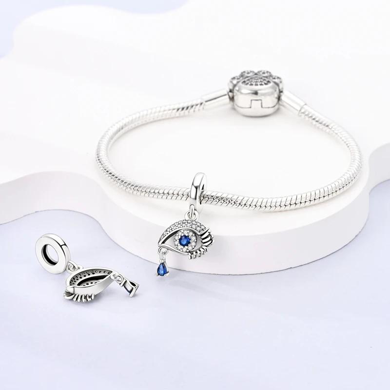 Charm Bead Charms copper Plated Sea Element Eyes Blue Tear Pendants Compatible With Charm Bead Charms Authentic Bracelets Bead Charms Women Jewellery