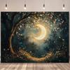 1pc Magic Forest Moonlight Tapestry, Polyester Fabric, Machine Washable, Suitable for Bedroom and Living Room Decoration