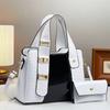 New Fashionable Woven Fabric Splicing Color Collision Women's Handbag with Large Capacity