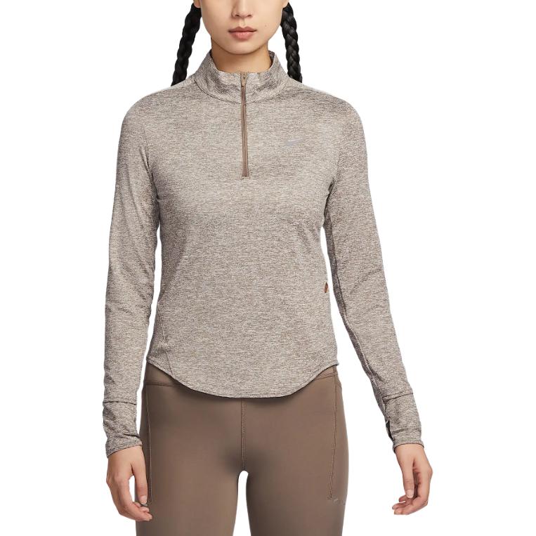 

Nike Swift UVDri-Fit Casual Pullover Comfortable Long Sleeve Moisture-Wicking Loose T-Shirt Women Tops Mink-Brown Heather-Pink HQ0500233 XL