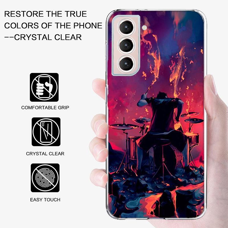Musical Instrument Drum Rock Phone Case For Samsung Galaxy S25 Edge S24 S23 FE S21 S20 Plus S22 S26 Ultra Cover Clear Cases TPU