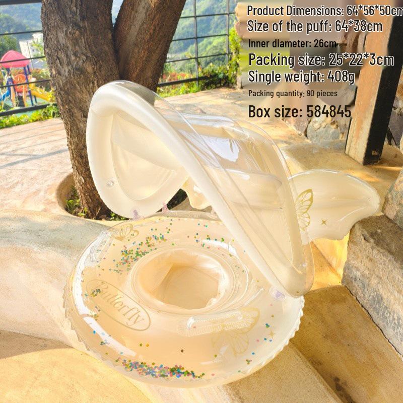 Large Toddler Boat-Themed Swimming Ring with Canopy & Steering Wheel
