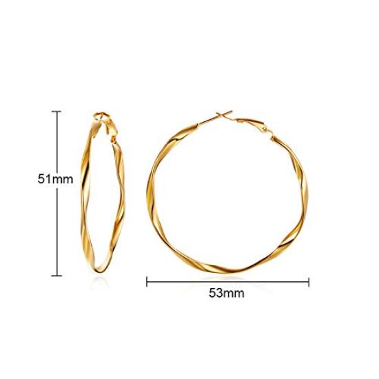 Rockyu Brand Fashion Earrings for Women Popular 18K Stainless Steel Hoop Earrings Stylish Hoop Large Simple Day Popular Accessories Valentine's