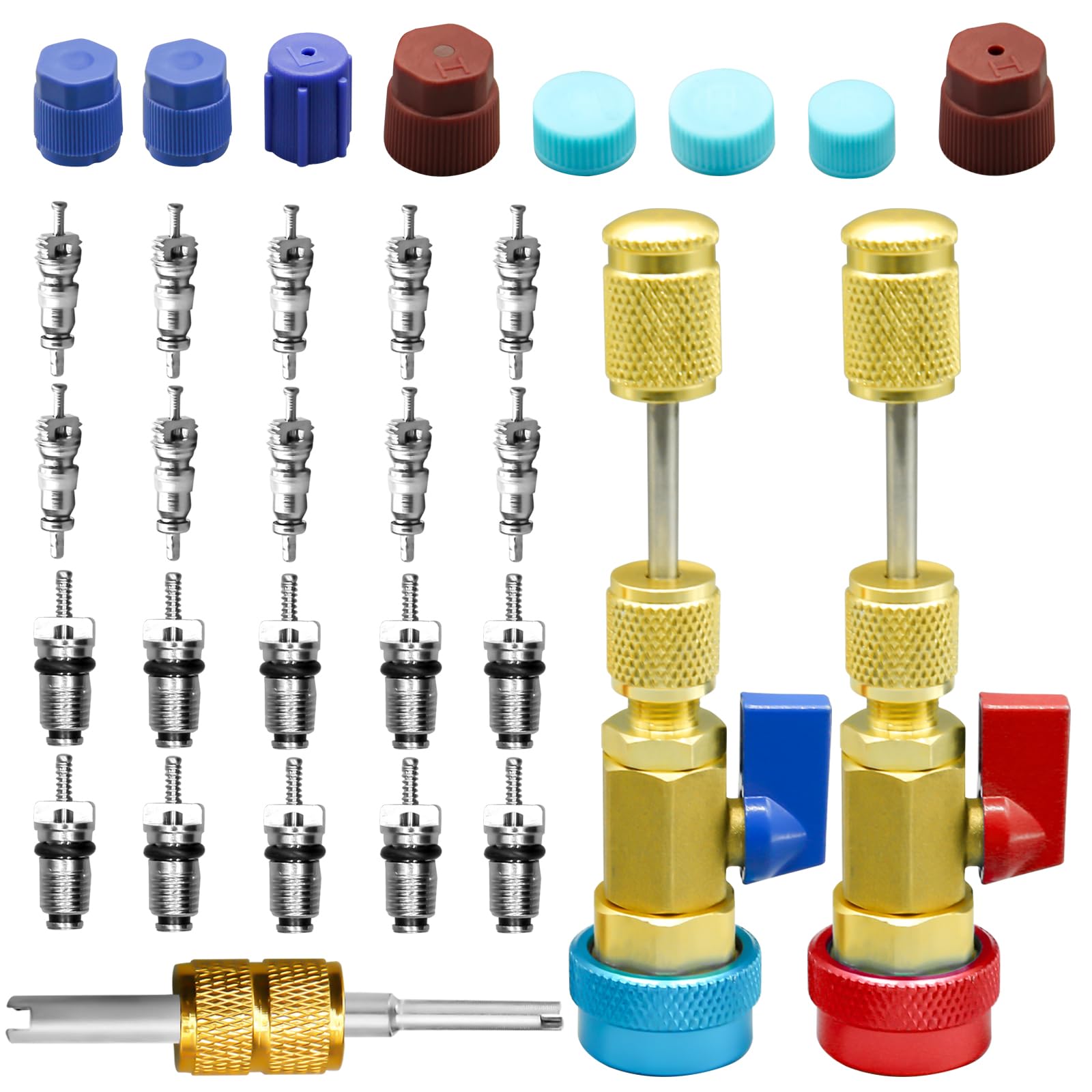 

31pcs R134A Valve Core Remover Installer Tool Kit High Pressure Valve Core Quick Removal